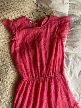 NWT Liu Jo Milan Bright Pink Frilly Lace Y2k inspired drop-waist dress XS